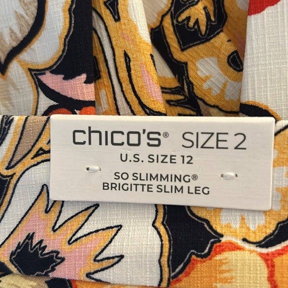 CHICOS BRIDGITTE WARM FLORAL ANKLE PANT SIZE Chicos 2 which is Size 12 - Picture 7 of 8